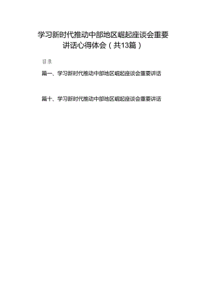 学习新时代推动中部地区崛起座谈会重要讲话心得体会(13篇合集）.docx