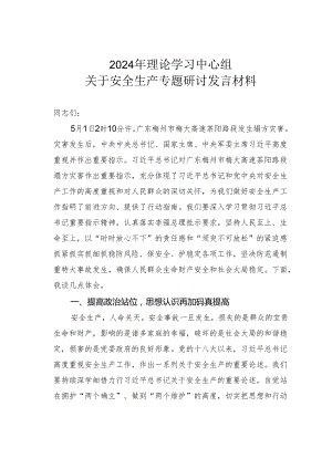 2024年理论学习中心组关于安全生产专题研讨发言材料.docx