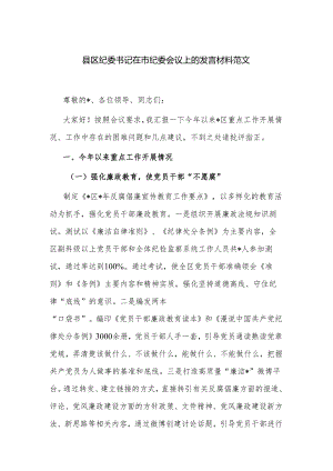 县区纪委书记在市纪委会议上的发言材料范文.docx