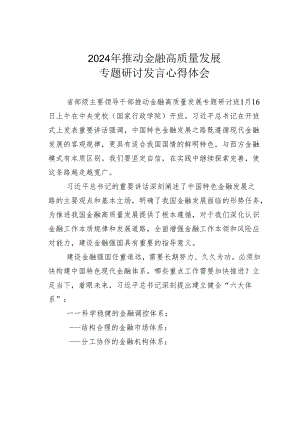 2024年推动金融高质量发展专题研讨发言心得体会.docx