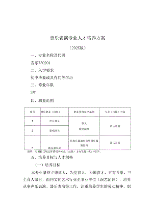 职业技术学院中职教育中心音乐表演专业人才培养方案.docx