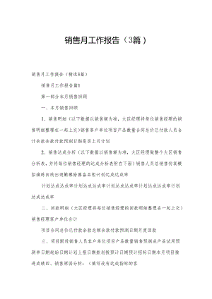 销售月工作报告（3篇）.docx