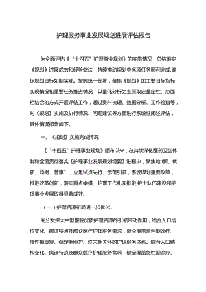 护理服务事业发展规划进展评估报告.docx