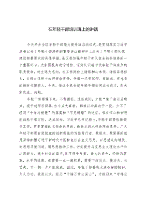 2024年在年轻干部培训班上的讲话.docx