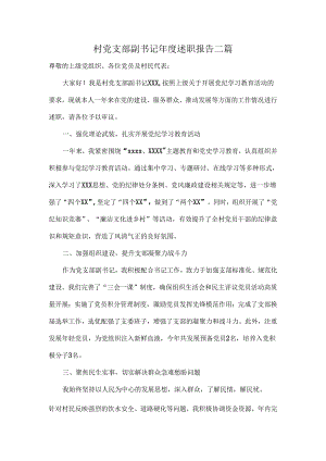 村党支部副书记年度述职报告二篇.docx