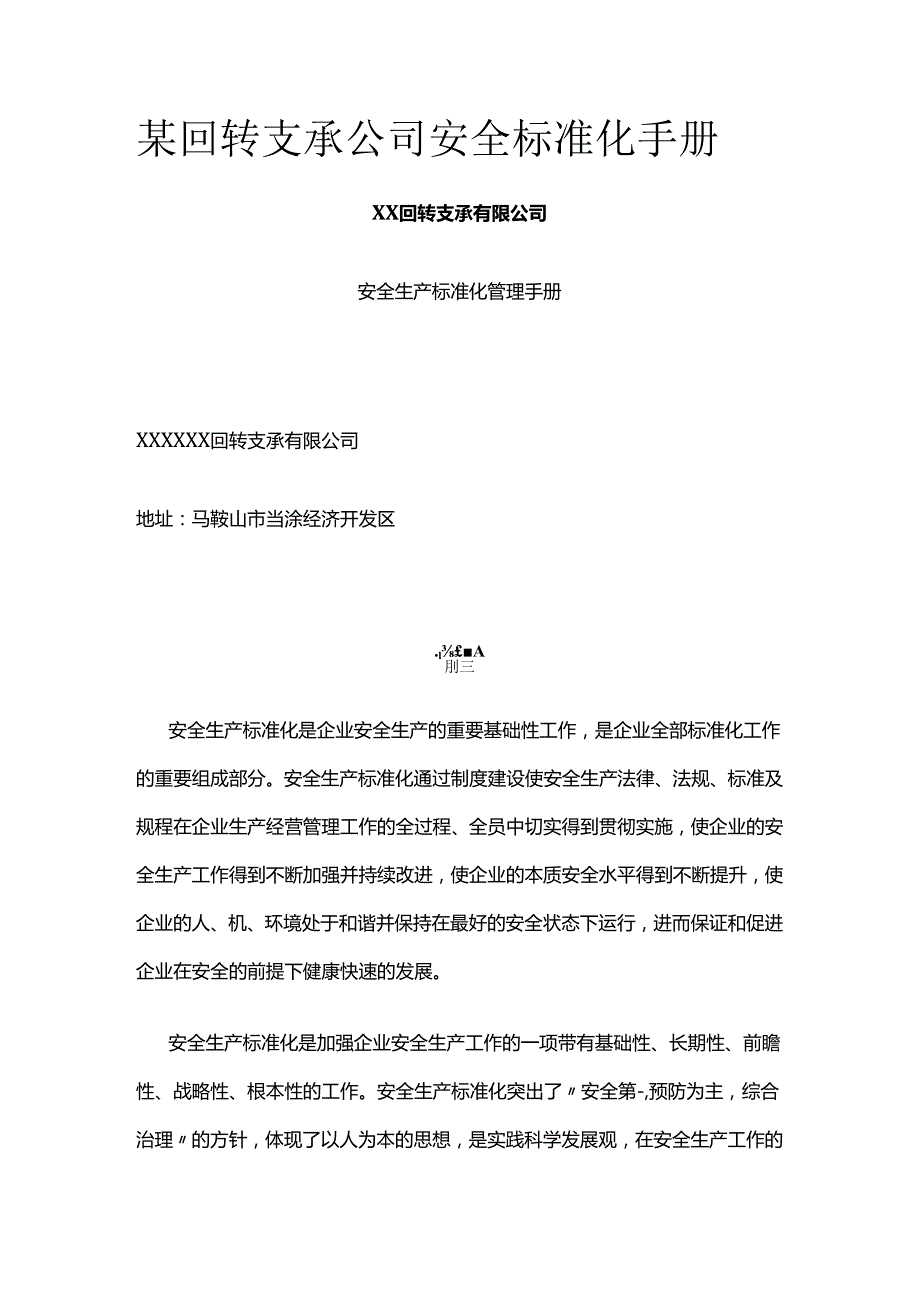 某回转支承公司安全标准化手册全套.docx_第1页