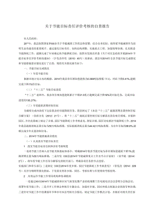 关于节能目标责任评价考核的自查报告.docx