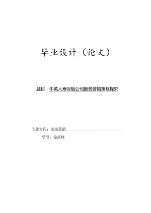 中英人寿保险公司服务营销策略探究.docx