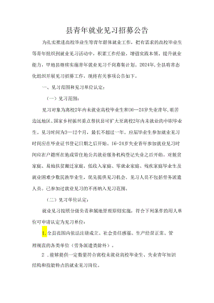 县青年就业见习招募公告.docx