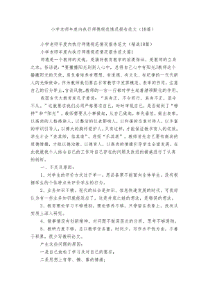 小学老师年度内执行师德规范情况报告范文（18篇）.docx