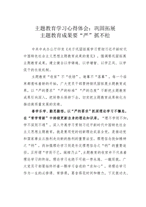 主题教育学习心得体会：巩固拓展主题教育成果要“严”抓不松.docx