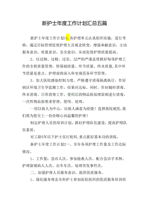 新护士年度工作计划汇总五篇.docx