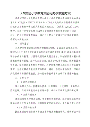 XX实验小学教育集团化办学实施方案.docx