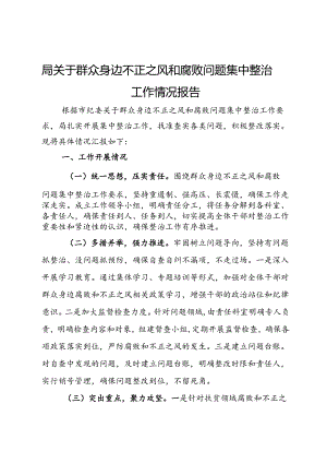 局关于群众身边不正之风和腐败问题集中整治工作情况报告.docx