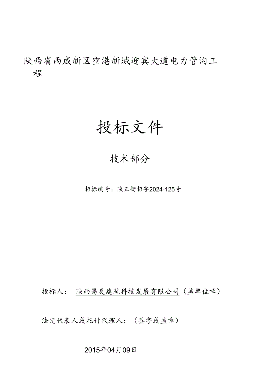 迎宾大道电力管道工程技术标2024年.docx_第1页