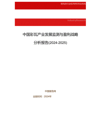 中国彩瓦产业发展监测与盈利战略分析报告(2024-2025).docx