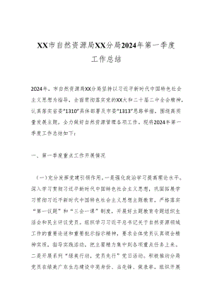 XX市自然资源局XX分局2024年第一季度工作总结.docx