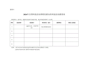 2024年全国科技活动周特色群众性科技活动推荐表.docx