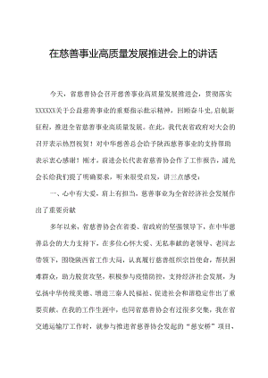 在慈善事业高质量发展推进会上的讲话.docx