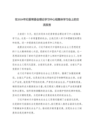 在2024年纪委常委会理论学习中心组集体学习会上的交流发言2篇.docx