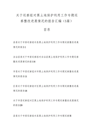 （5篇）关于巡察组对黑土地保护利用工作专题巡察整改进展情况的报告汇编.docx