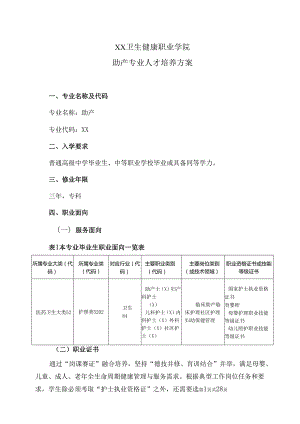 XX卫生健康职业学院助产专业（专科）人才培养方案（2024年）.docx