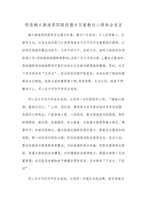 吸取梅大高速茶阳路段塌方灾害教训心得体会发言.docx