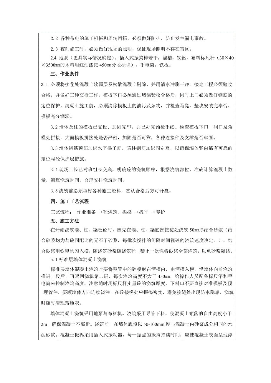 回迁住宅项目标准层混凝土浇筑施工技术交底.doc_第2页