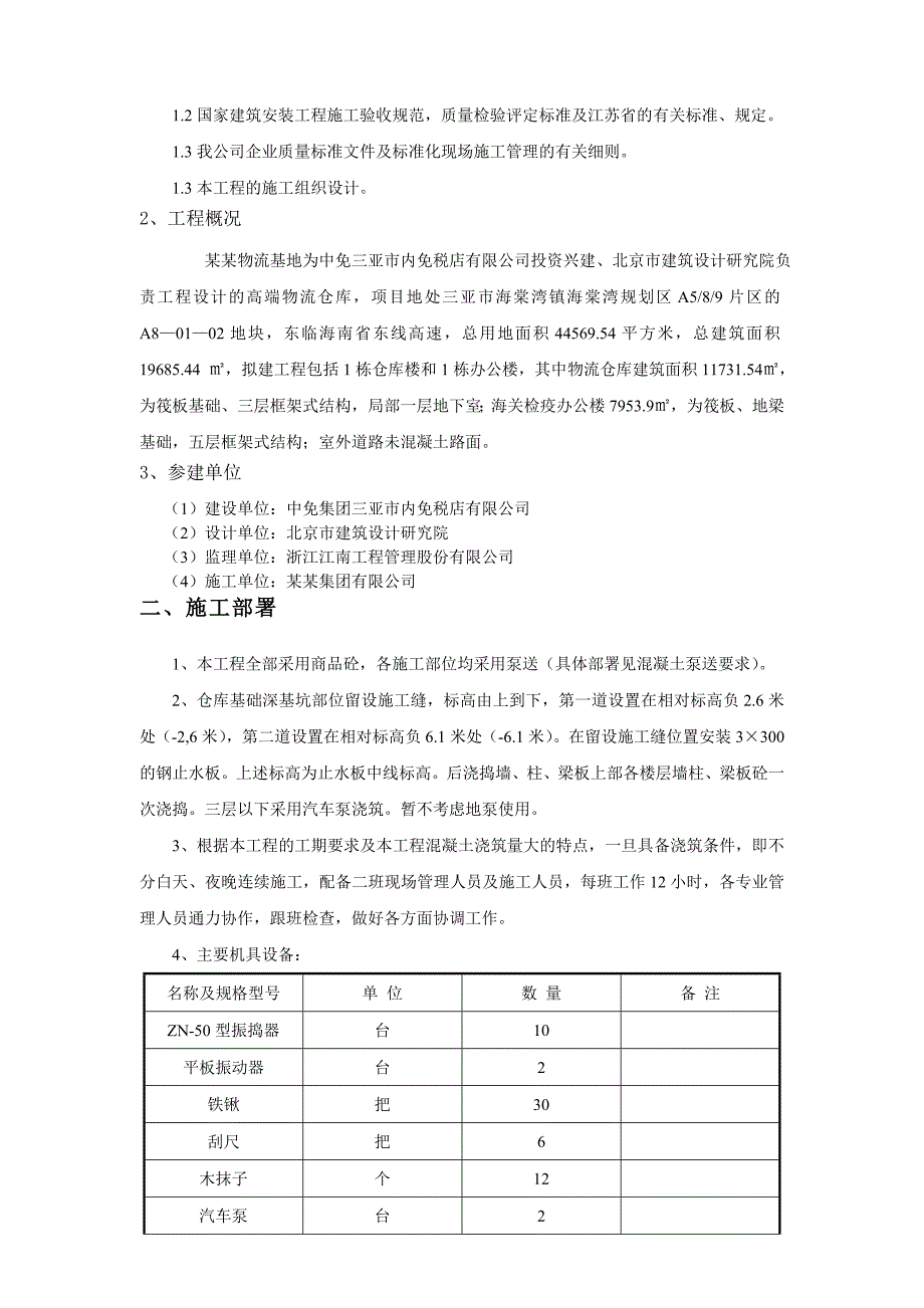 国际购物中心物流基地混凝土施工方案.doc_第3页