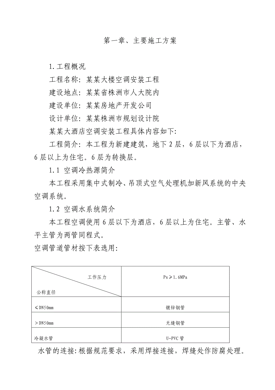 商住楼空调安装工程施工方案#湖南#安装工艺.doc_第1页