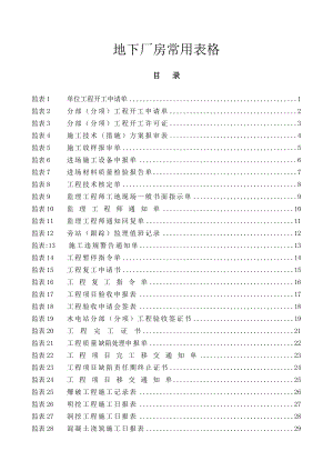 地下厂房工程监理及施工单位常用表格.doc