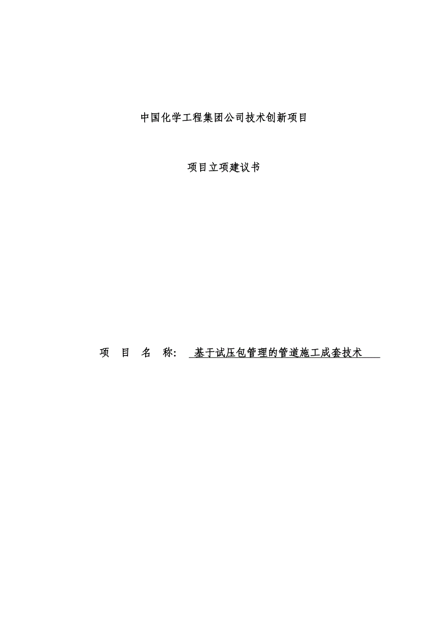 基于试压包管理的管道施工成套技术立项报告书.doc_第1页