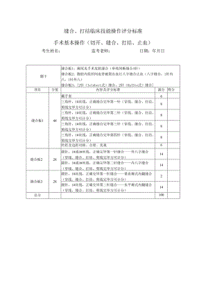 缝合、打结临床技能操作评分标准.docx