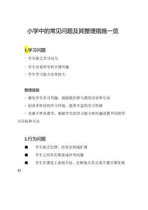 小学中的常见问题及其整理措施一览.docx