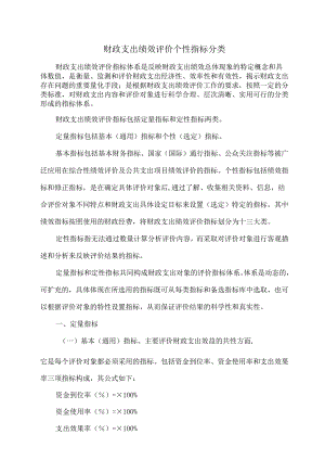 财政支出绩效评价个性指标分类.docx