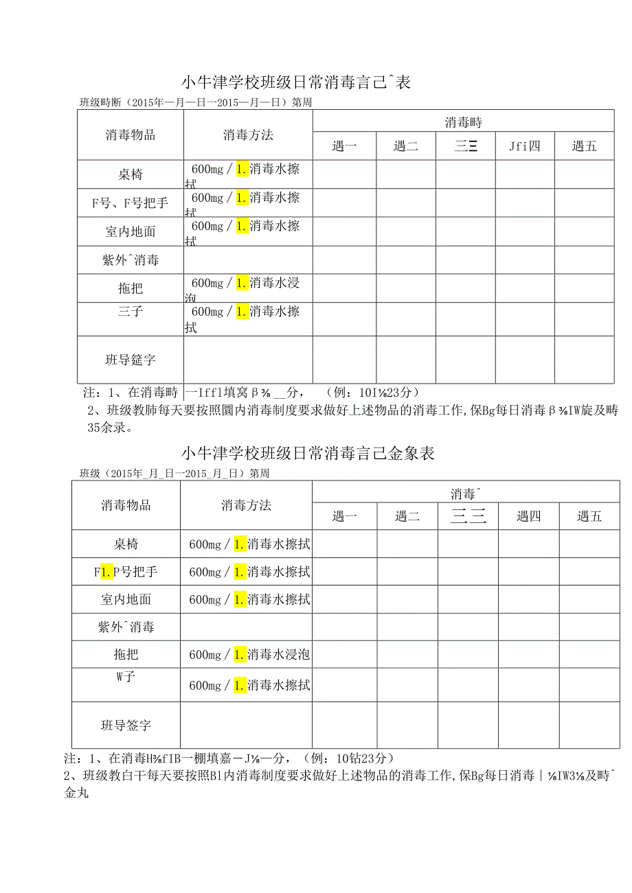 班级日常消毒记录表.docx_第1页