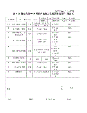 复合光缆OPGW附件安装施工检查及评级记录.doc