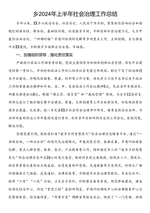 乡2024年上半年社会治理工作总结.docx