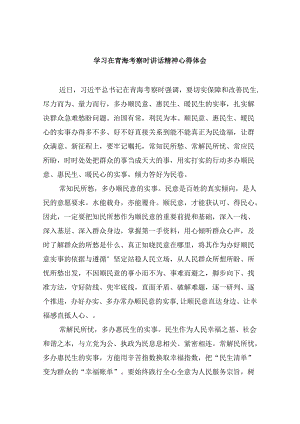 学习在青海考察时讲话精神心得体会（共6篇）.docx