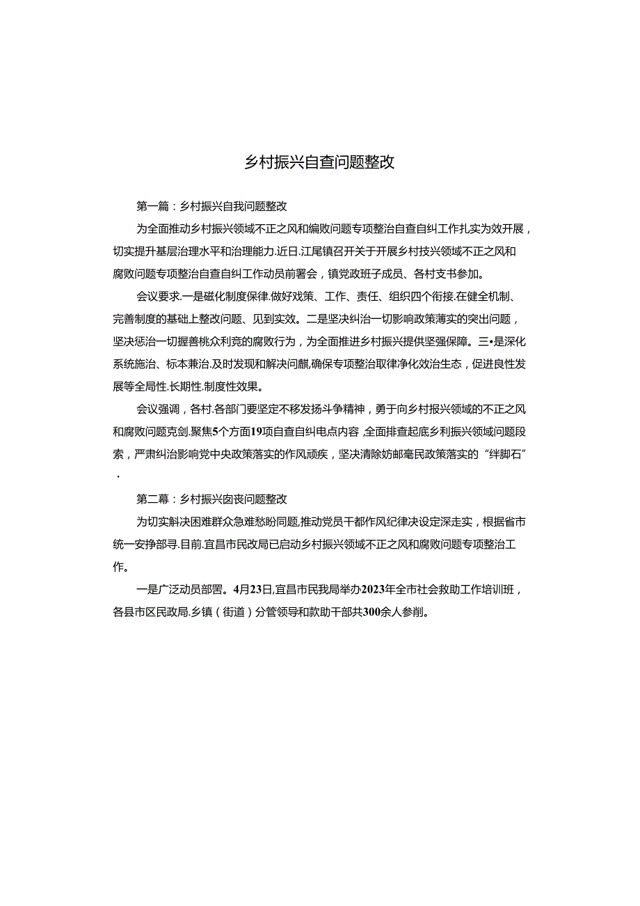 乡村振兴自查问题整改.docx_第1页