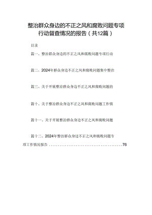 整治群众身边的不正之风和腐败问题专项行动督查情况的报告12篇（详细版）.docx