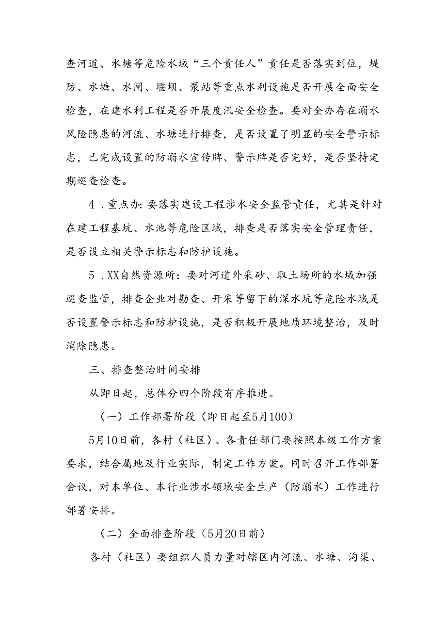 XX街道办事处2024年涉水领域安全生产（防溺水）隐患排查整治工作方案.docx_第3页