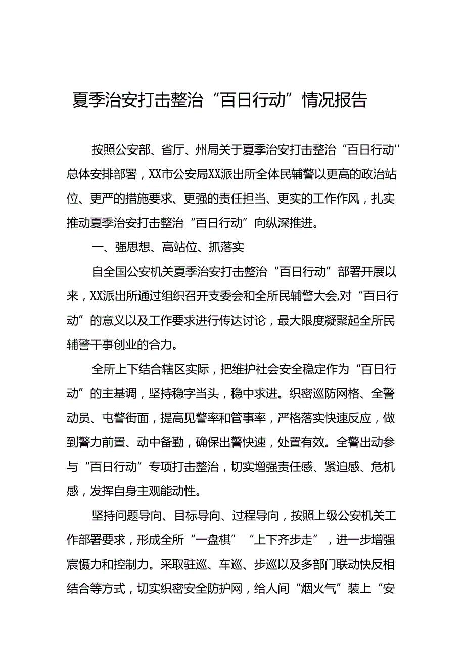 公安2024年夏季治安打击整治行动情况汇报(24篇).docx_第1页