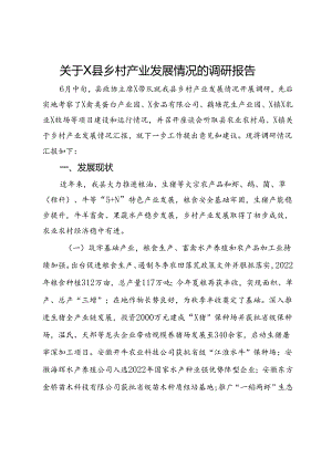 关于X县乡村产业发展情况的调研报告.docx