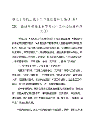 （10篇）推进干部能上能下工作经验材料汇编.docx