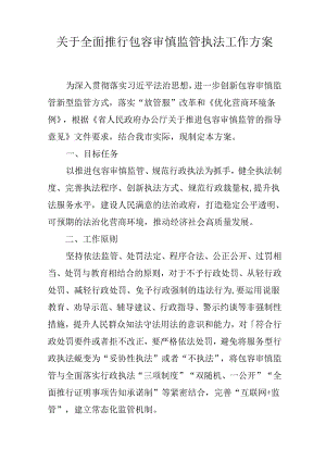 关于全面推行包容审慎监管执法工作方案.docx