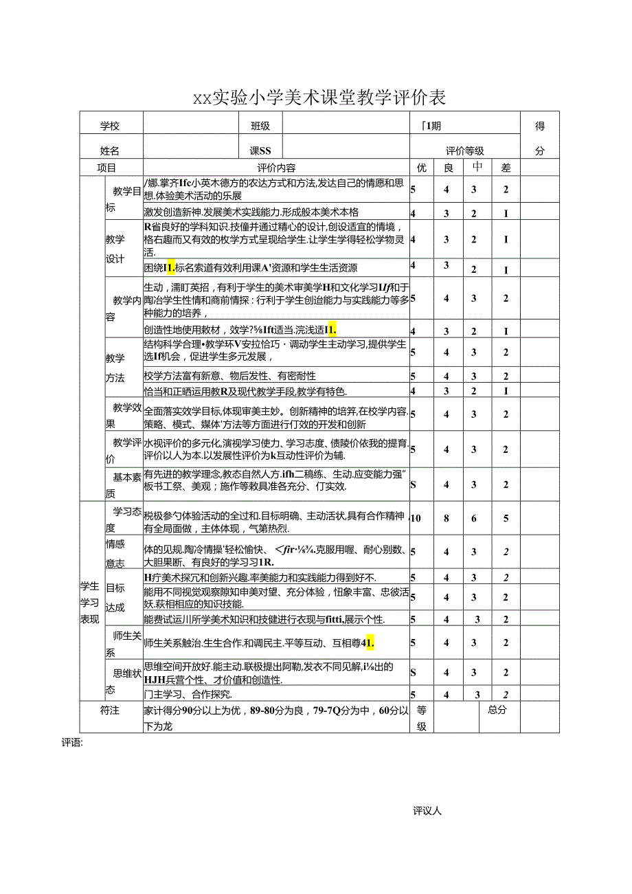 实验小学音乐体育美术课堂教学评价表(样表).docx_第3页