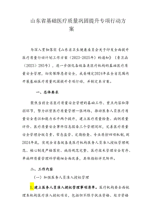 山东省基础医疗质量巩固提升专项行动方案.docx