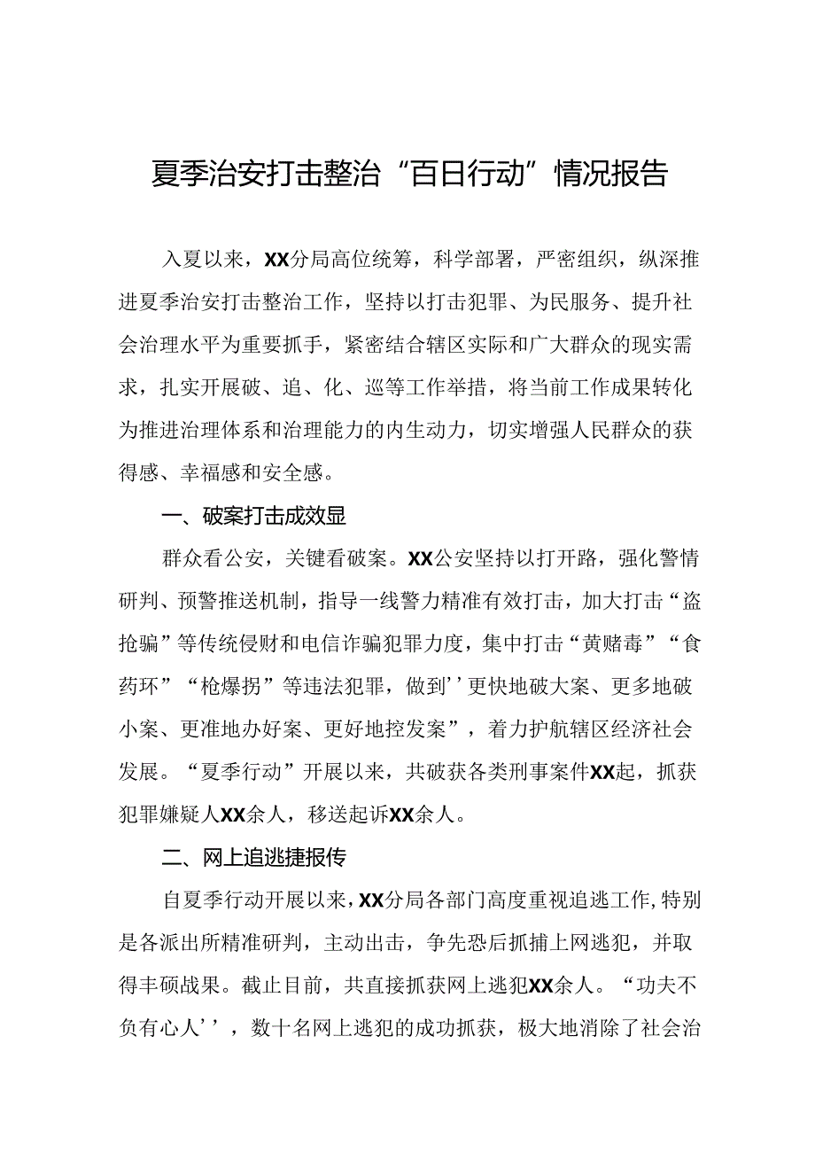 二十三篇2024年夏季治安打击整治专项工作总结.docx_第1页