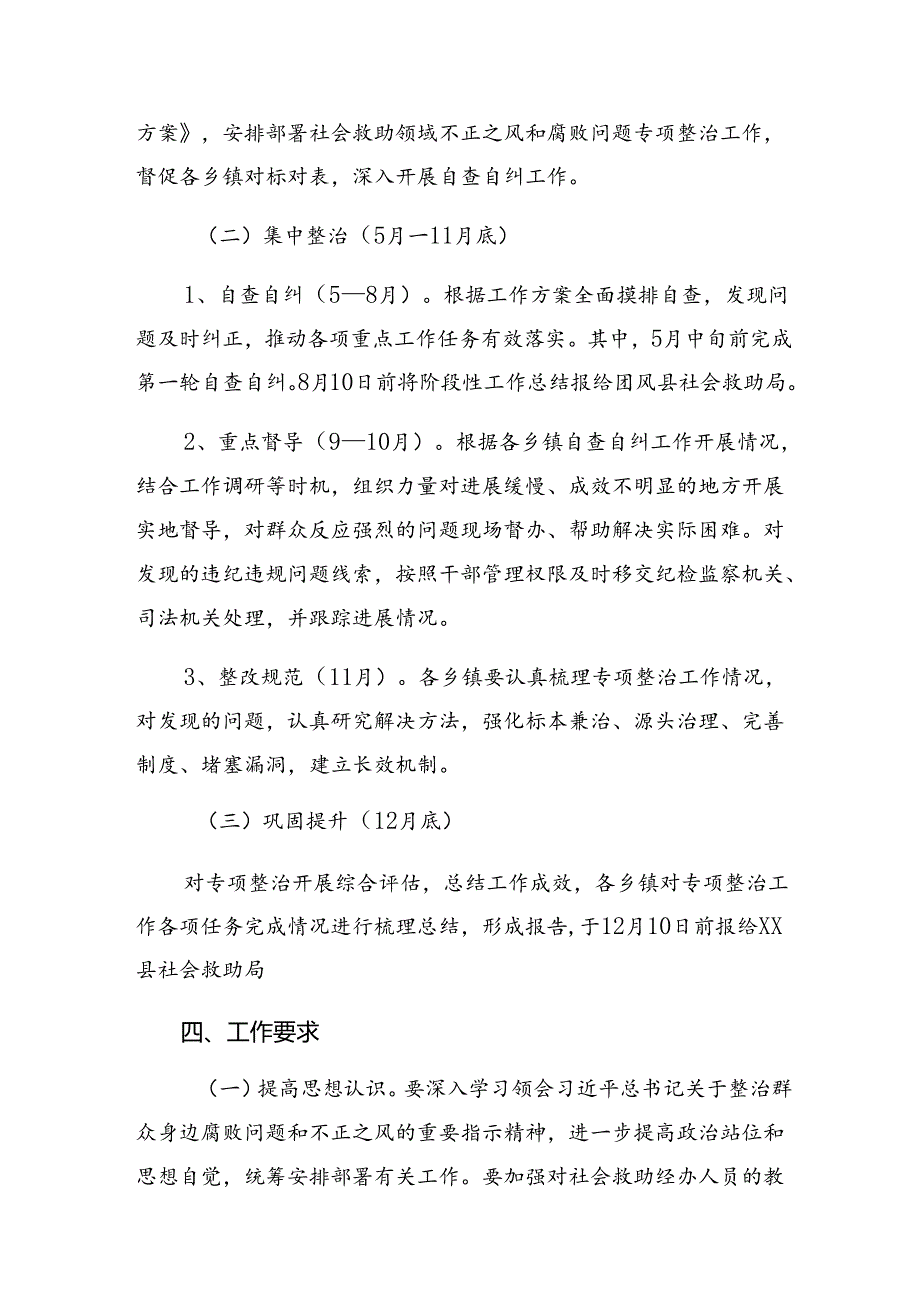 （9篇）关于开展2024年群众身边不正之风和腐败问题专项整治工作实施方案.docx_第3页